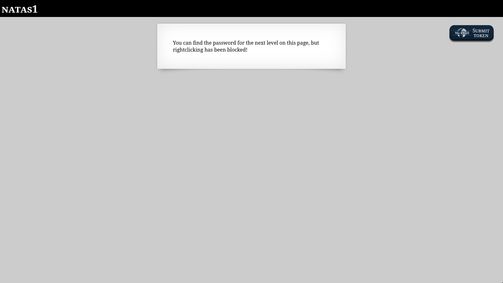 Natas 1 challenge page