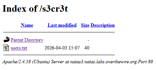 natas/s3cr3t/ directory